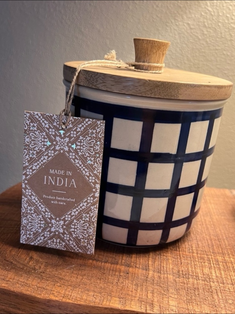 Made In India Ceramic Jar with Wood Lid - Picture 7 of 9